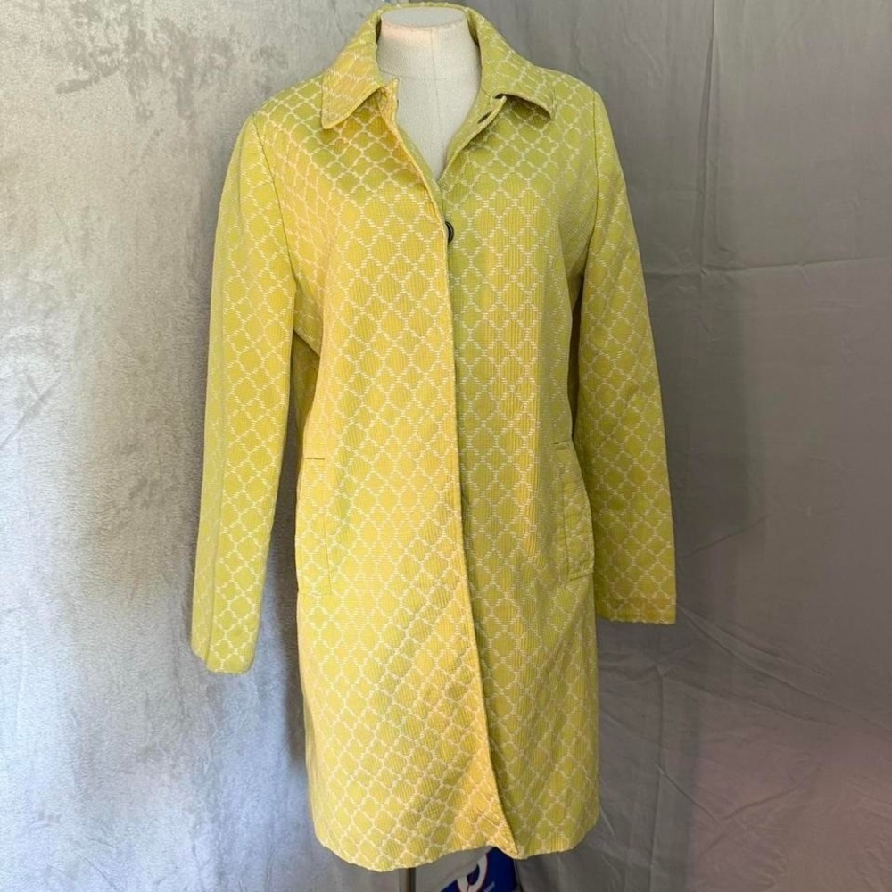 Vintage Yellow coat eclectic maximalist Sz XL button up quirky dopamine